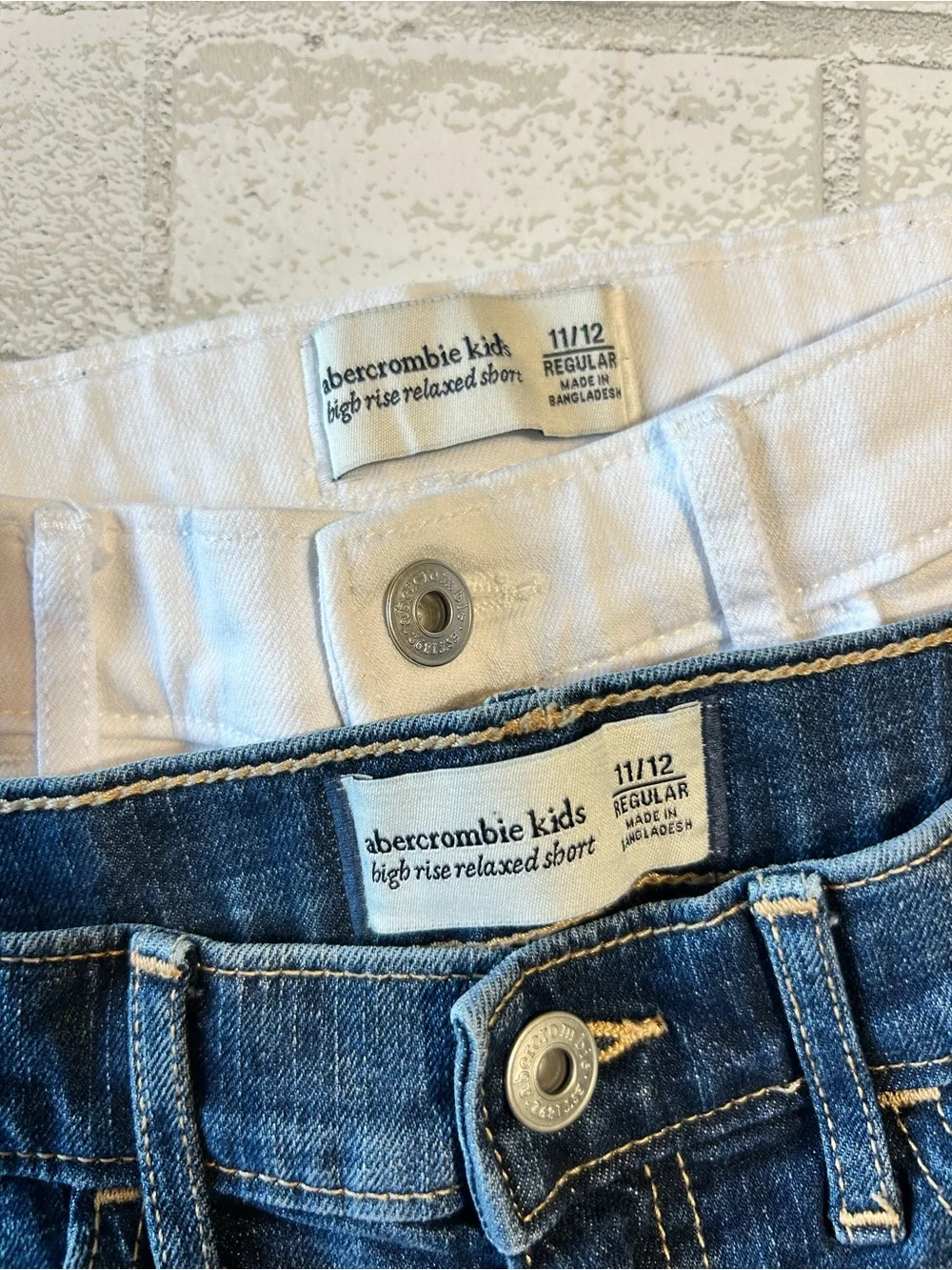 Abercrombie kids Denim Blue & White Frayed Hem Shorts Bundle